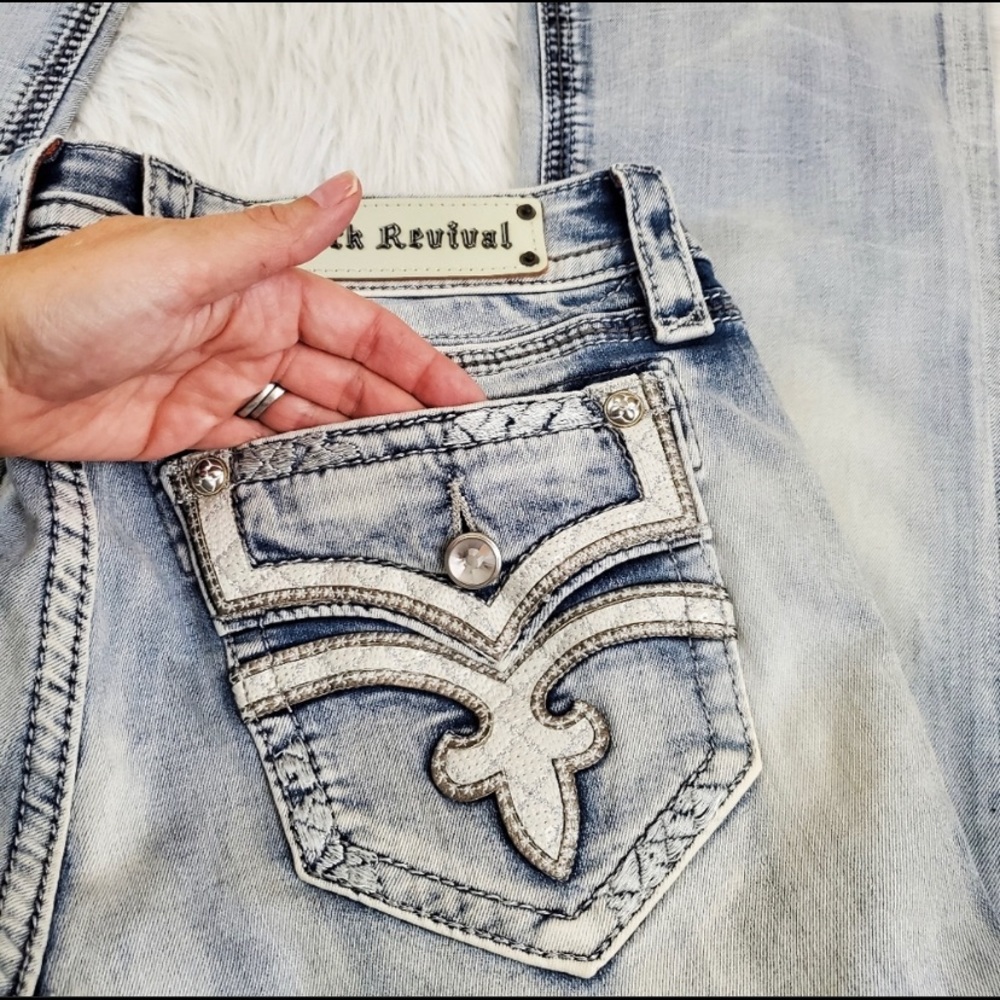 NWT Rock Revival Acid Blue Bootcut Jeans Size 25